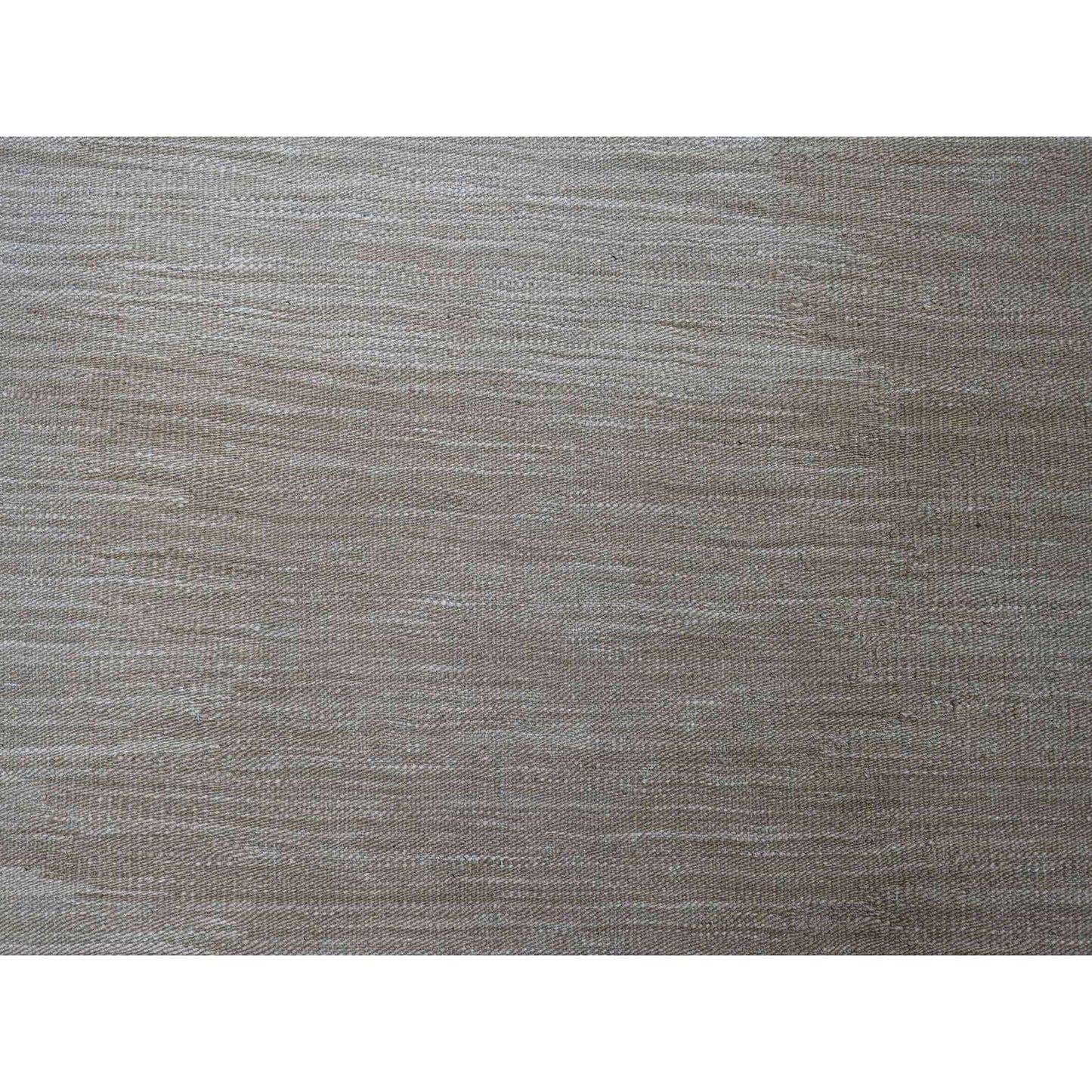 9'X12'1" Beaver Brown Solid Design Mixed Wool Hand Woven Flat Weave Rug