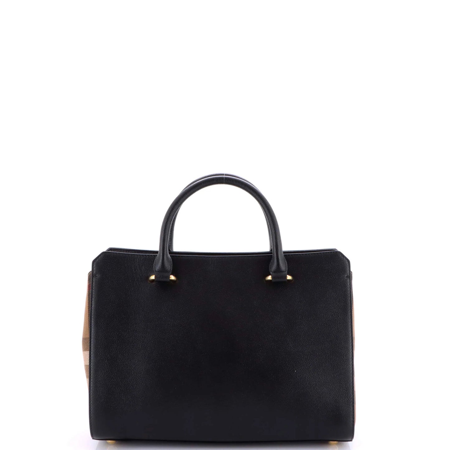 Burberry Banwell Tote Leather And House Check Canvas Small