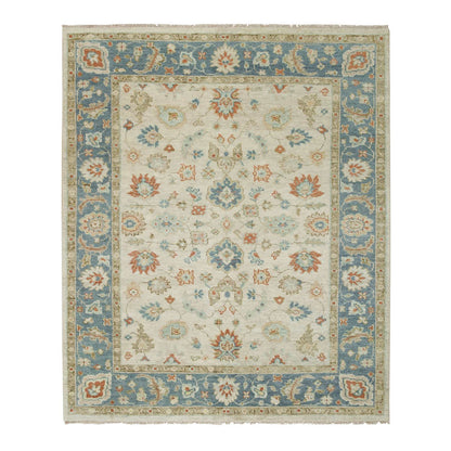 8'1"X10' Light Cream Oushak Design Pure Wool Hand Knotted Oriental Rug
