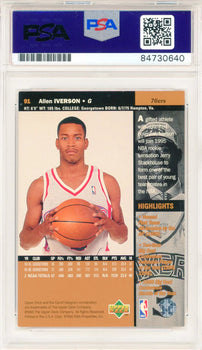 Allen Iverson Autographed 1996 Upper Deck Card #91 (Psa Auto)