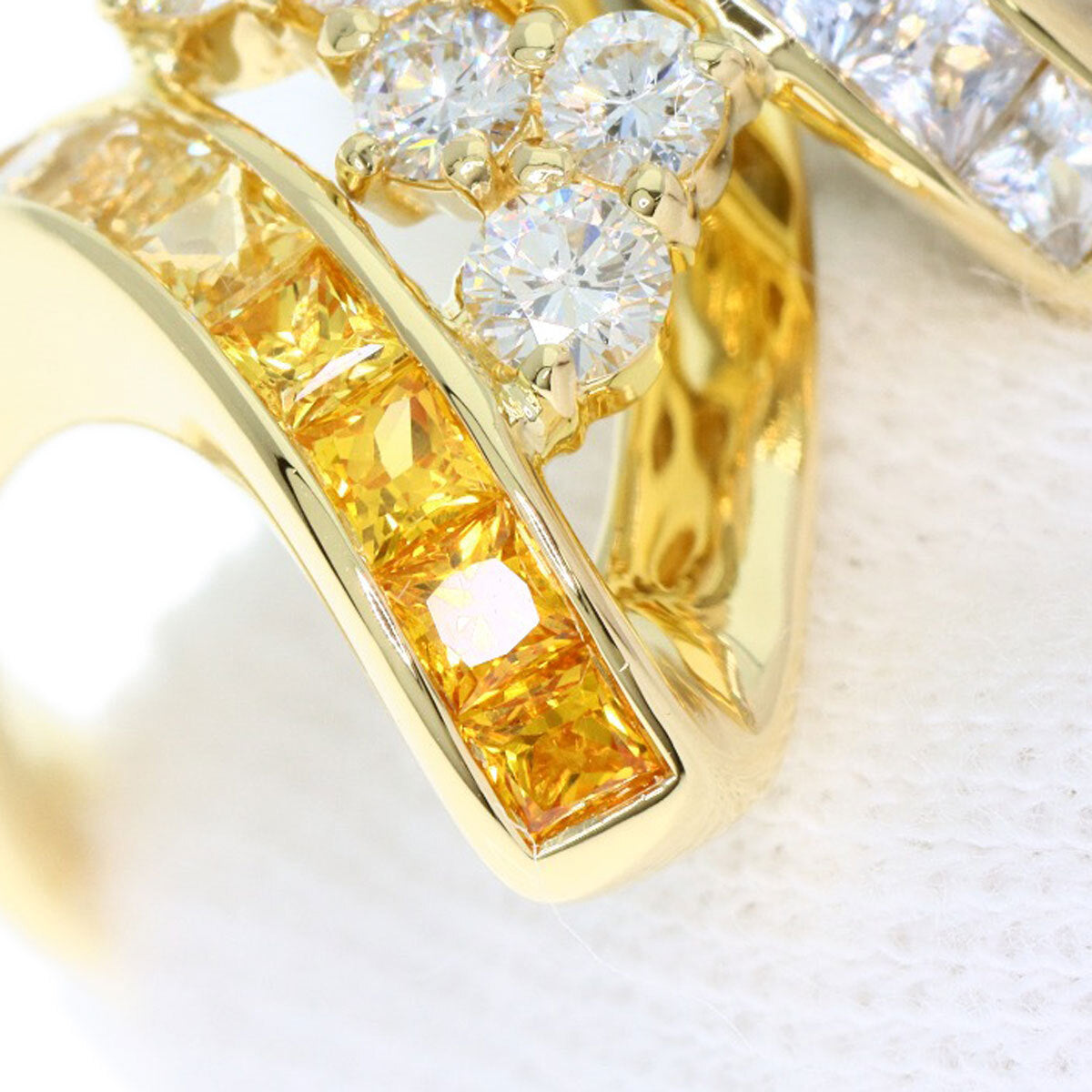 Jeunet Ring Sapphire Diamond K18 Yellow Gold