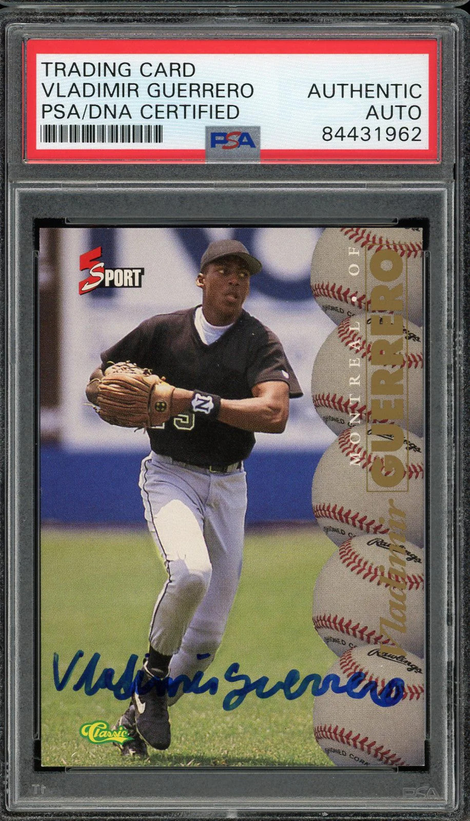 Vladimir Guerrero Autographed 1995 Classic 5 Sport Rookie Card (Psa)