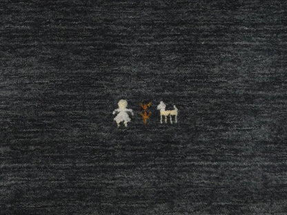 Plush Gabbeh Runner Rug Charcoal Tribal Modern