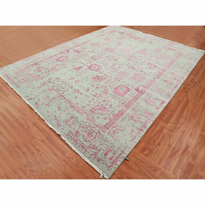 8'10"X11'3" Beige Zoroastrian Tebraz Design Wool And Silk Handknotted Rug