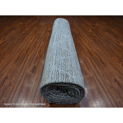 12'X18'5" Blue Hand Knotted Moroccan Inspired Wool Oversized Oriental Rug