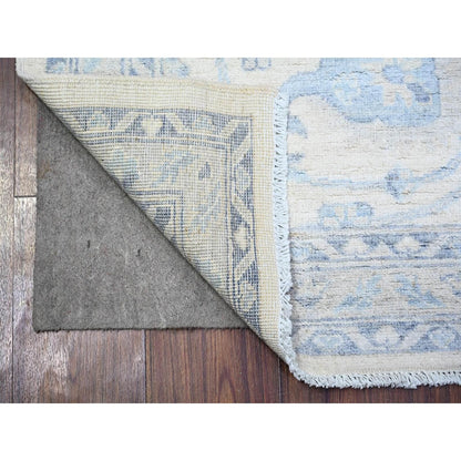 2'10"X9'7" Old Wood Ivory Finer Peshawar Wool Hand Knotted Oriental Rug