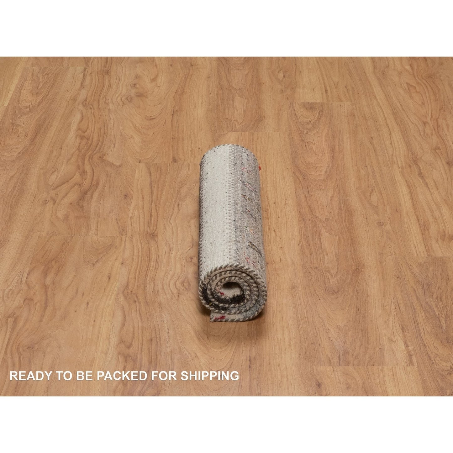 Rug 2'x3'1" White Hand Knotted Lori Buft Tree Design Wool Mat Oriental