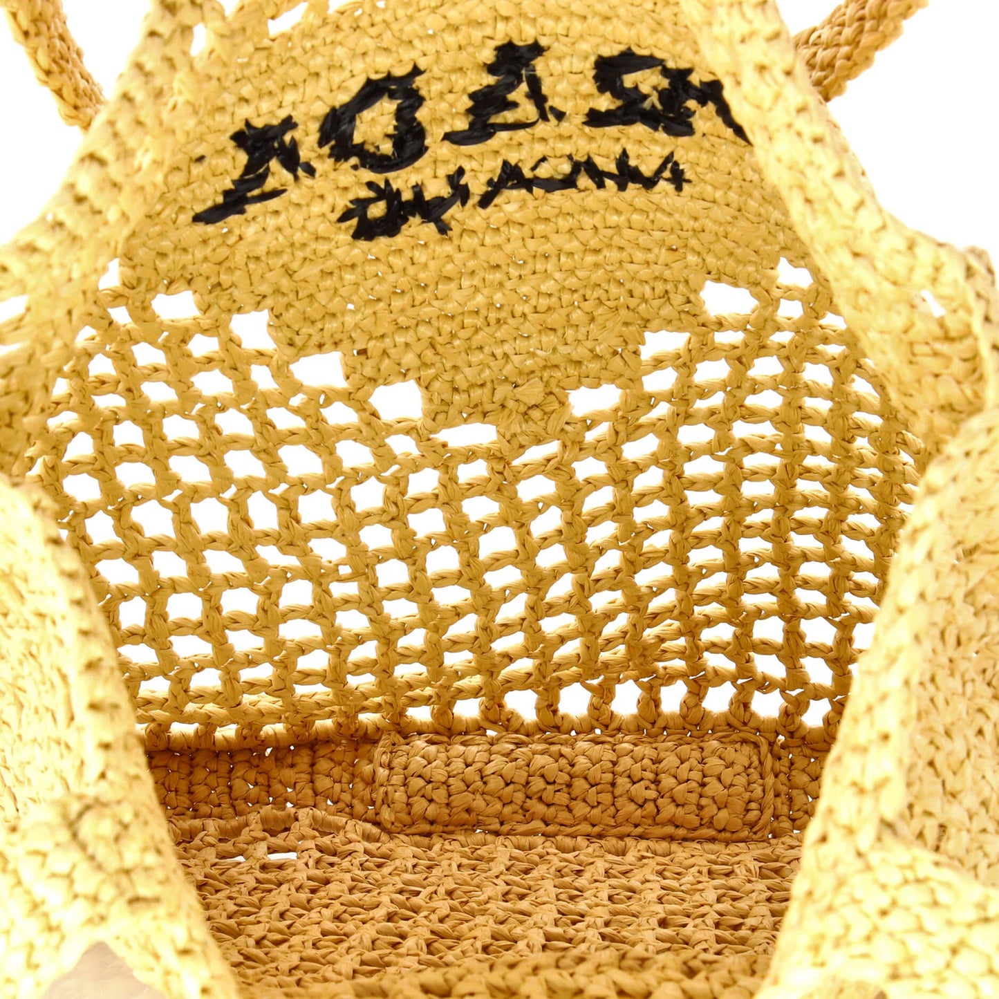 Prada Triangle Logo Open Tote Raffia
