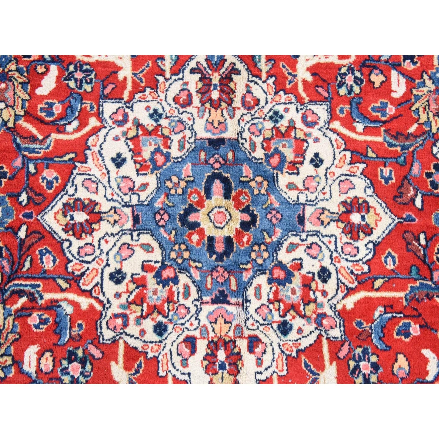 10'X13'10" Red Semi Antique Zoroastrian Saroogh All Wool Hand Knotted Rug