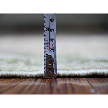 3'4"X4'10' Laurel Green Afghan Peshawar Wool Hand Knotted Oriental Rug