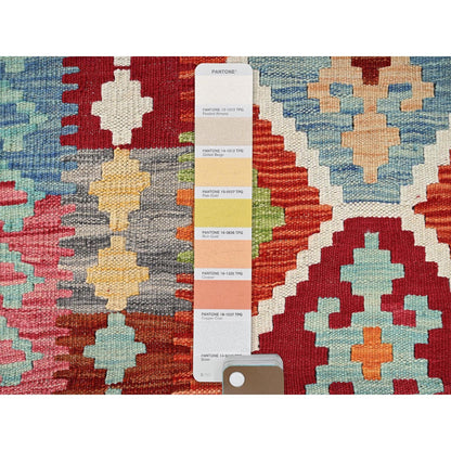 2'8"X8' Colorful Afghan Kilim 100% Wool Rug Flat Weave Hand Woven Runner