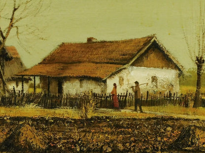Imre Puskas Oil Painting "Road Home" M25 Hungarian Modern Art Framed Signed