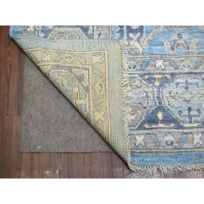 8'X9'6" Blue Hand Knotted Anatolian Village Inspired Wool Rug