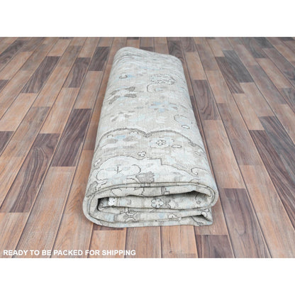 7'6"X10'10" Old Farsian Hand Knotted Wool Shabby Chic Distressed Look Rug