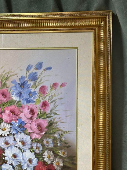 Lina Rossi Original Oil Painting -Flowers Signed