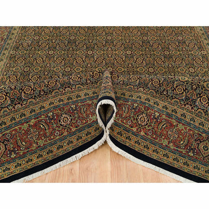 Rug 8'10"x12'6" Frost Black Herrita Design 250 KPSI Wool Hand Knotted