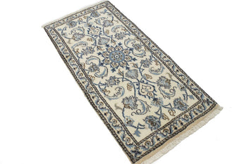 Handmade Nain Oriental Rug Small Wool Carpet