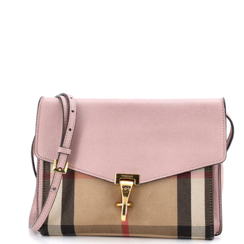 Burberry Macken Crossbody Bag Leather And House Check Canvas Small
