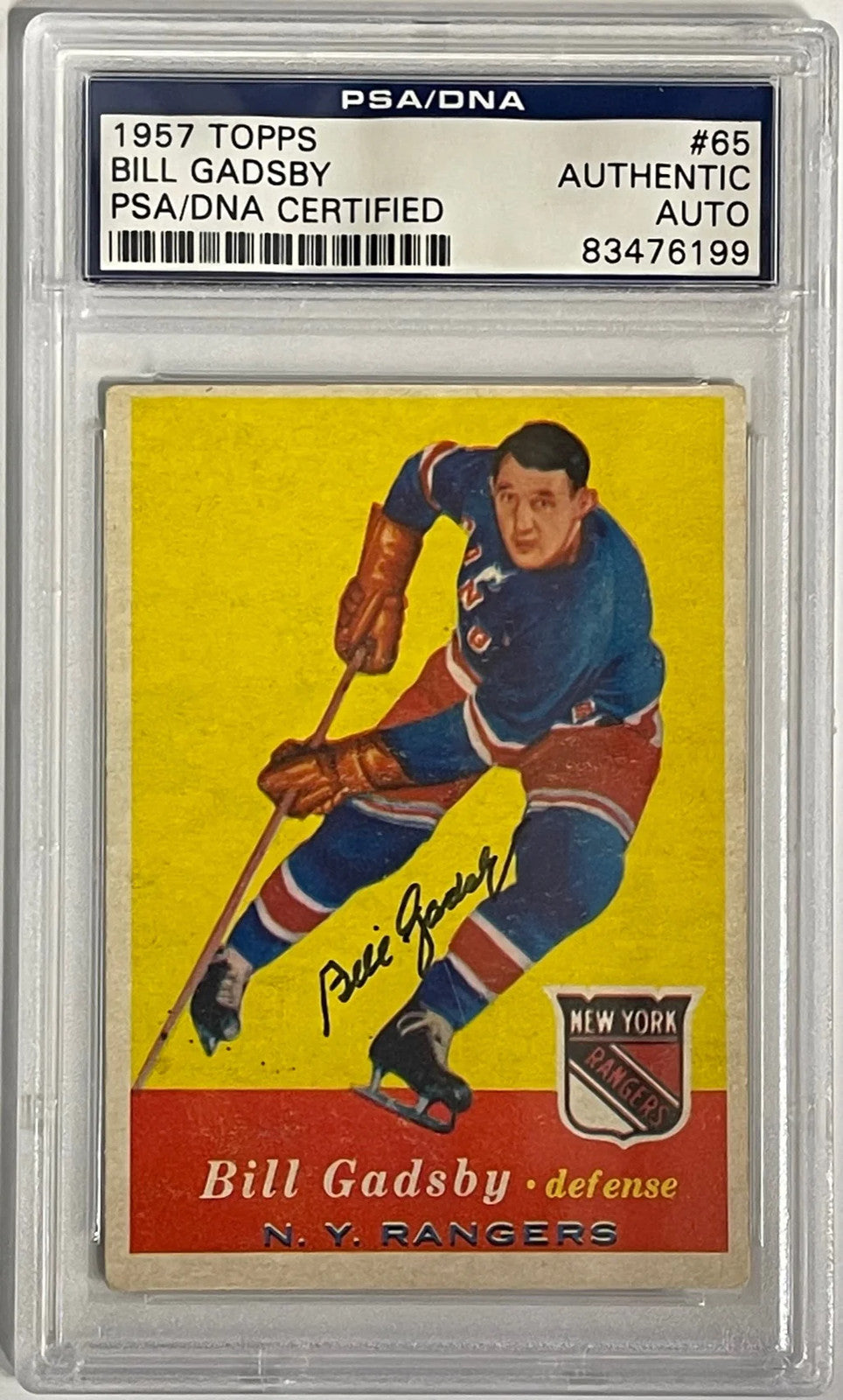 Bill Gadsby Autographed 1957-58 Topps Card #65