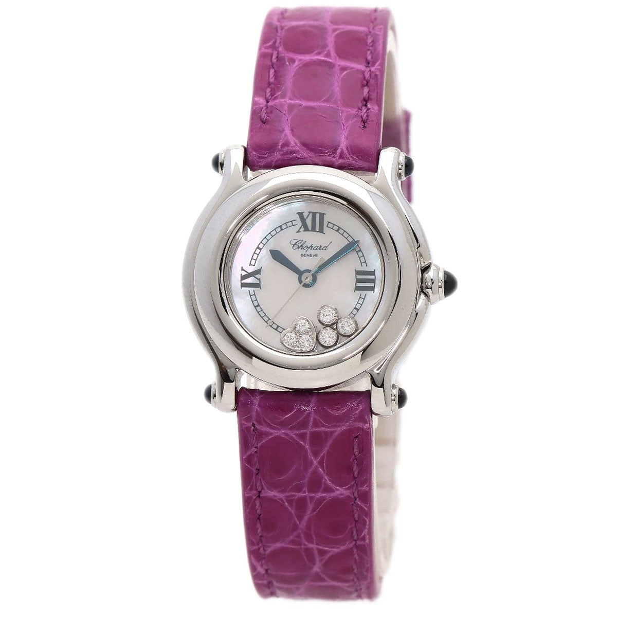 Chopard Happy Sports Diamond Watches 27/8245-23 Stainless Steel/Leather