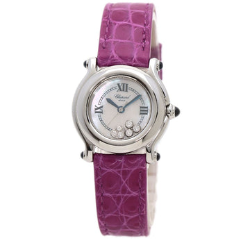 Chopard Happy Sports Diamond Watches 27/8245-23 Stainless Steel/Leather