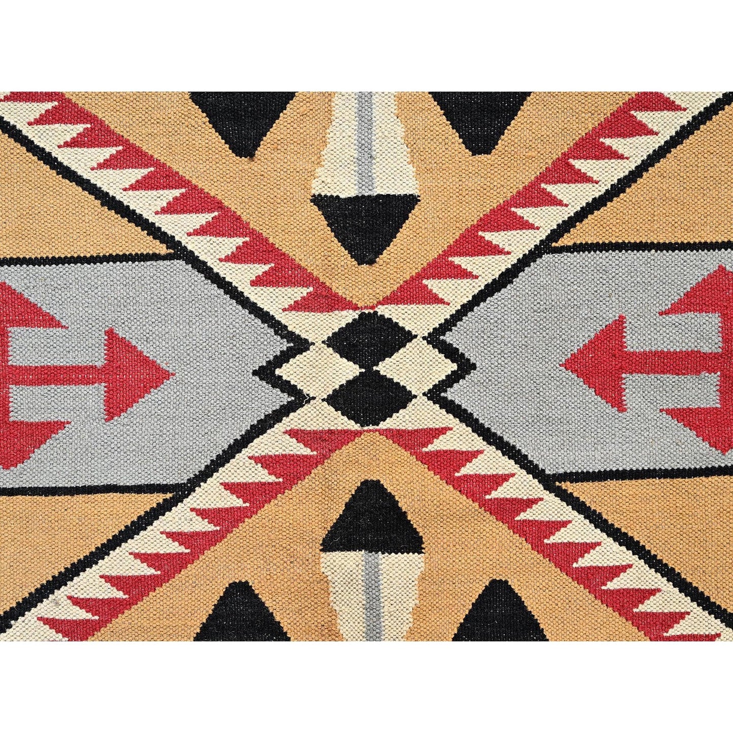 10'2"X13'9" Brown American Geometric Design Rug Flat Weave Hand Woven Wool