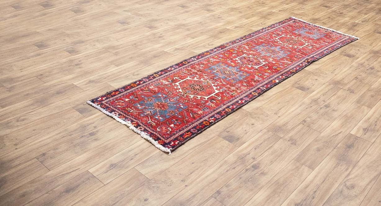 Semi-Antique Hand-Knotted Tribal Red Oriental Runner Rug Kitchen Carpet 3x9 Ft