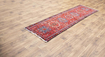 Semi-Antique Hand-Knotted Tribal Red Oriental Runner Rug Kitchen Carpet 3x9 Ft