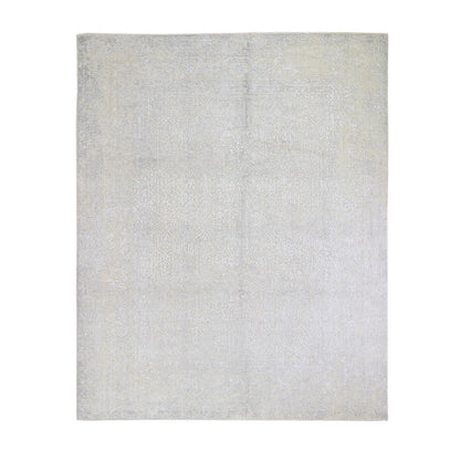 8'X10' Beige Wool And Silk Hand Loomed Fine Jacquard Rug