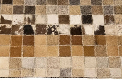 Hand-Crafted Modern Cowhide Leather Rug