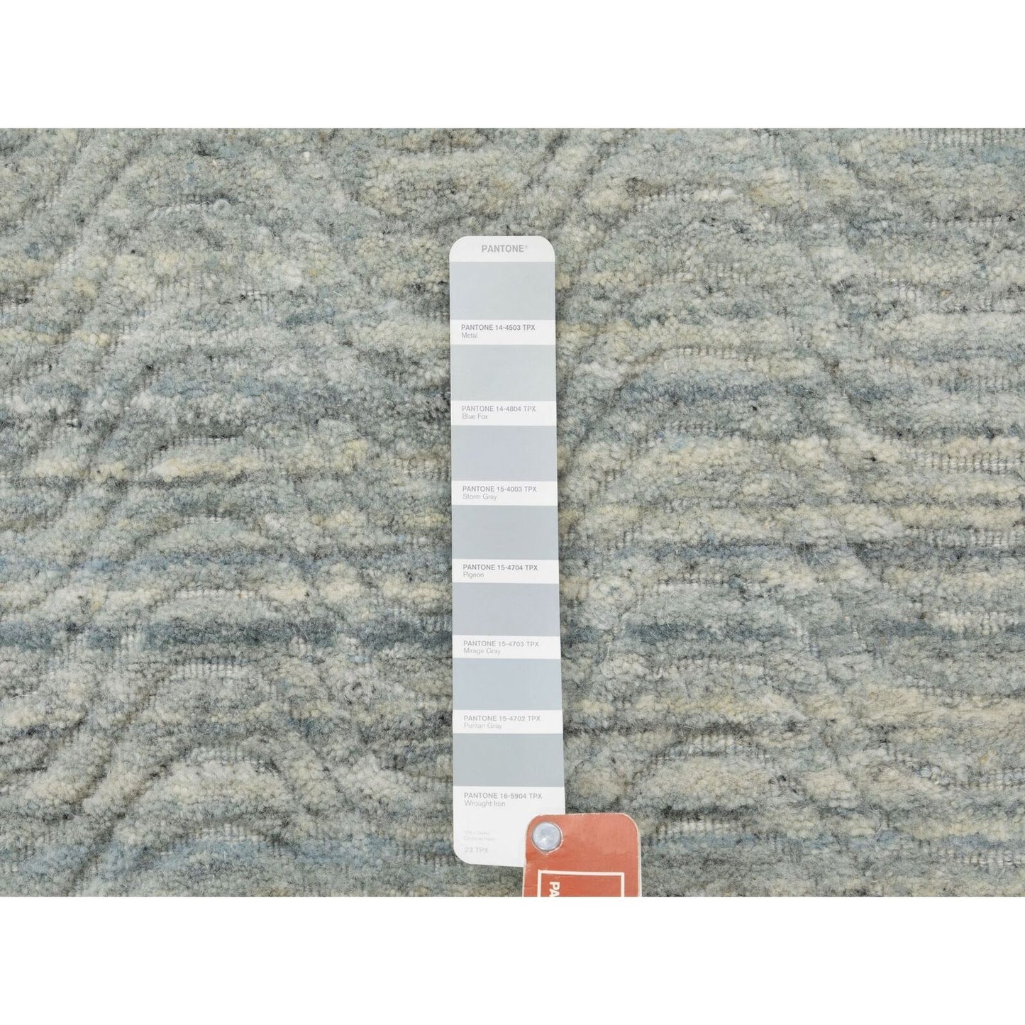 2'6"X7'10" Green Variegated Design Hand Loomed Wool Modern Runner Rug