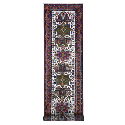3'3"X12'2" Vintage Farsian Karajeh Pure Wool Hand Knotted Runner Rug