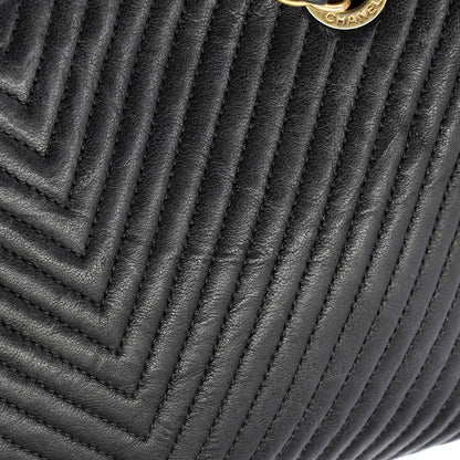 Chanel Medallion Charm Tote Chevron Wrinkled Lambskin Medium