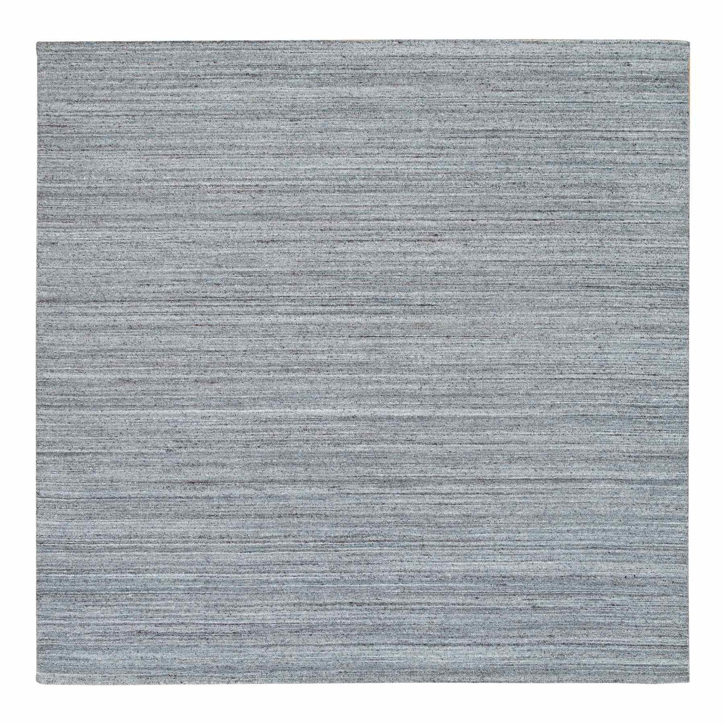 8'1"X8'1" Gray Wool Hand Loomed Modern Striae Design Square Oriental Rug