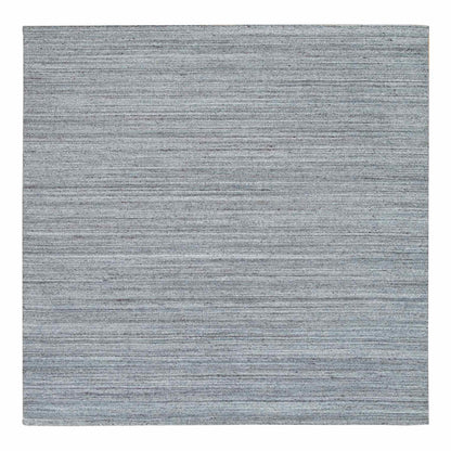 8'1"X8'1" Gray Wool Hand Loomed Modern Striae Design Square Oriental Rug