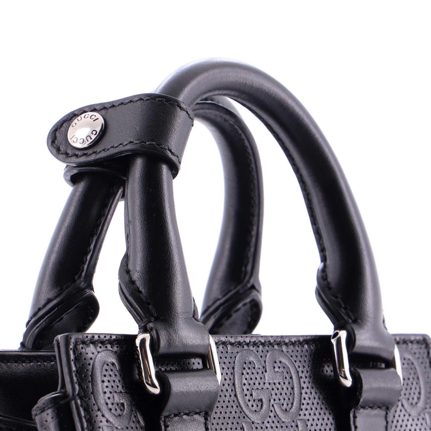 Gucci Vertical Tote Gg Embossed Perforated Leather Mini