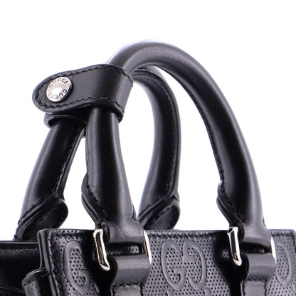Gucci Vertical Tote Gg Embossed Perforated Leather Mini