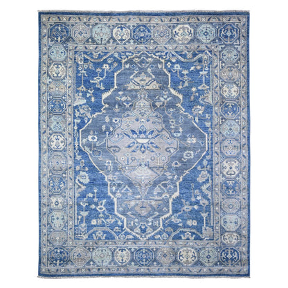 8'X10'1" Steel Blue Anatolian Village Inspired Wool Hand Knotted Rug