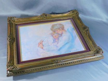 Antonio Gonzalez Collado Oil Painting Mother And Child F6 Canvas Framed Signed