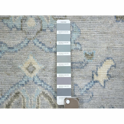 8'1"X10'4" Gray Angora Oushak All Over Motifs Wool Hand Knotted Rug