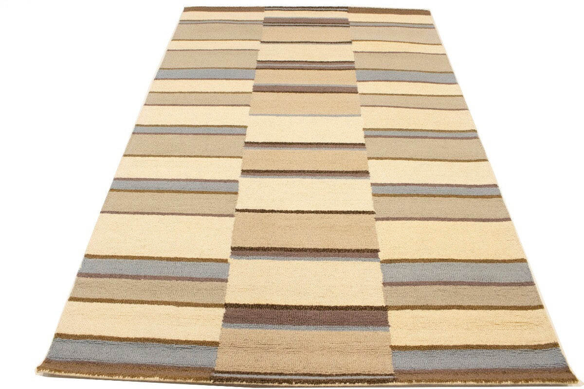 Hand-Tufted Multicolored Stripes Rug Modern Wool