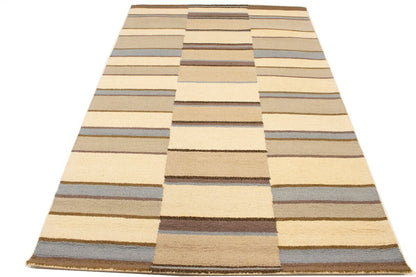 Hand-Tufted Multicolored Stripes Rug Modern Wool
