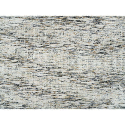 6'3"X9'1" Biege Pure Wool Hand Loomed Modern Striae Design Oriental Rug