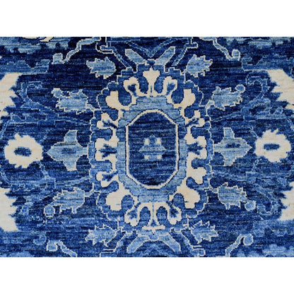 10'X13'10" Denim Blue Seeripe Heris Revival Ghazni Wool Hand Knotted Rug