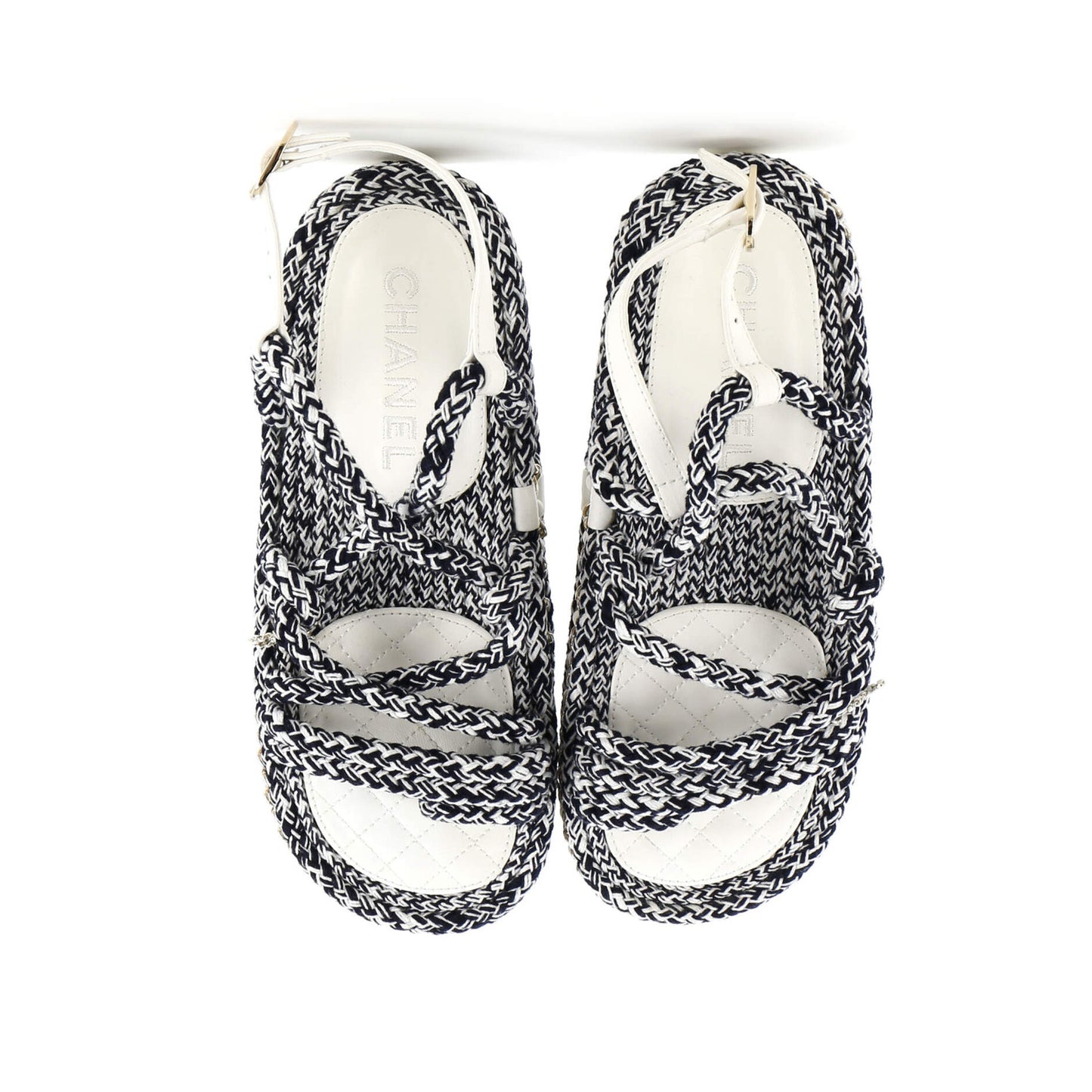 Chanel Women'S Cc Chain Sandals Braided Cord