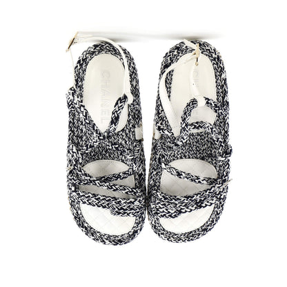 Chanel Women'S Cc Chain Sandals Braided Cord