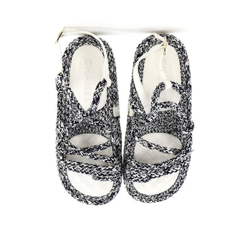 Chanel Women'S Cc Chain Sandals Braided Cord