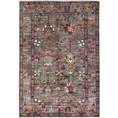 4'1"X6' Gay Hand Knotted Densely Woven Sultani Pomegranate Wool Rug