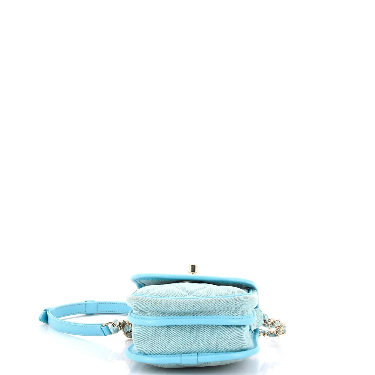 Chanel Flap Clutch With Chain Quilted Denim Mini