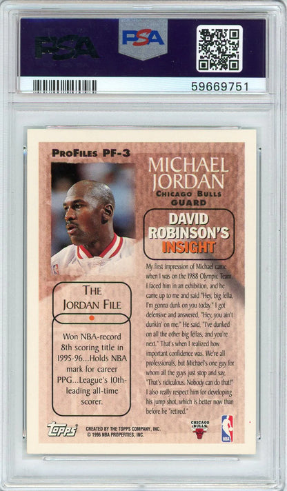 Michael Jordan 1996 Topps Chrome Pro Files Card #Pf-3 (Psa Nm-Mt 8)